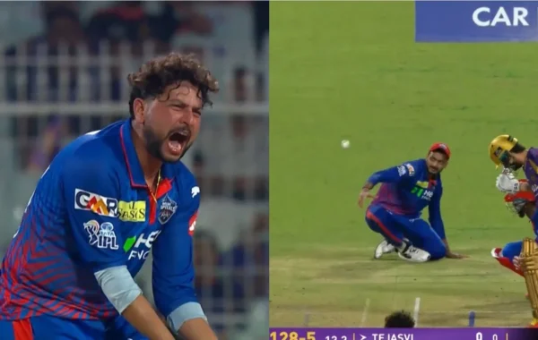 kuldeep yadav left furious as abishek porel misses sitter during hat trick chance in ipl 2026